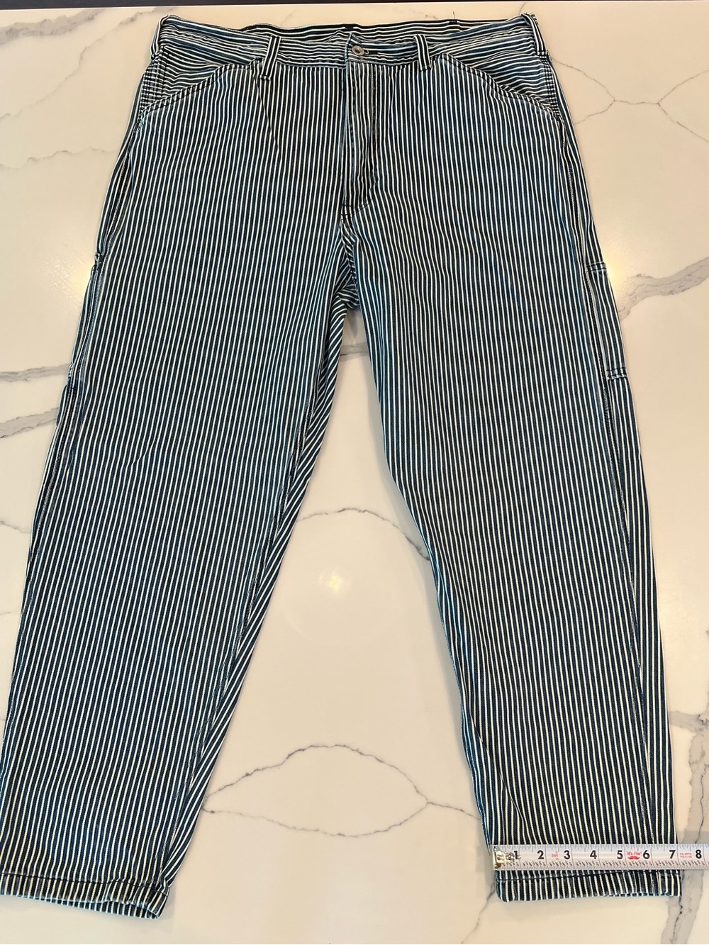 Levi's Navy and White Striped Work Relaxed Jeans